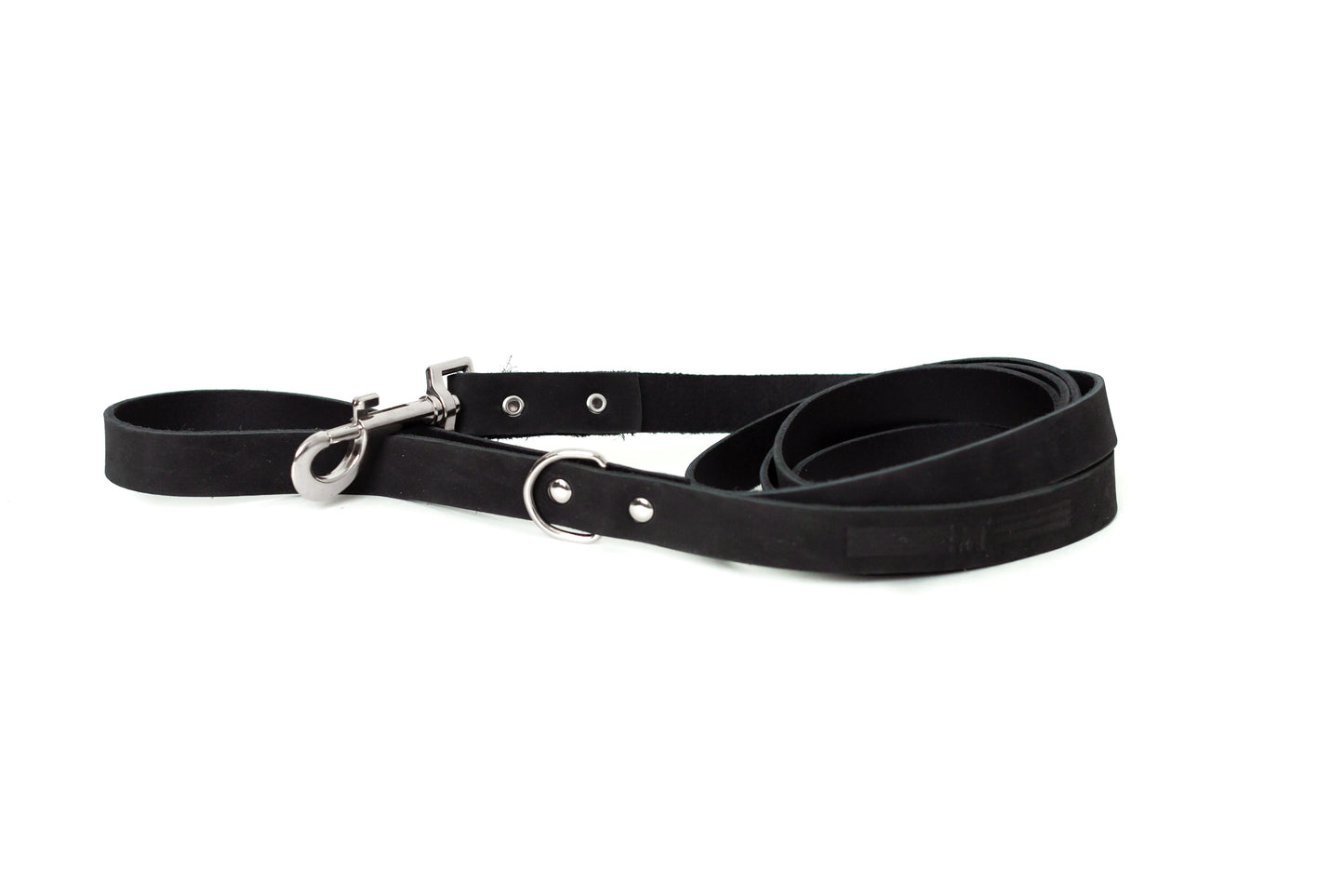 Modern Style Midnight Black Leather Dog Leash – Premium Full-Grain Leather Dog Lead