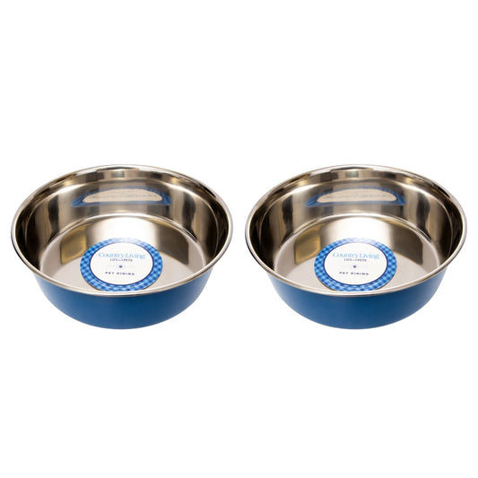 Heavy Duty Stainless Steel Dog Bowls - Set of 2 Bowls