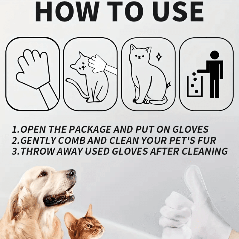 2-in-1 Pet Grooming Gloves – Gentle Massage & Odor Elimination