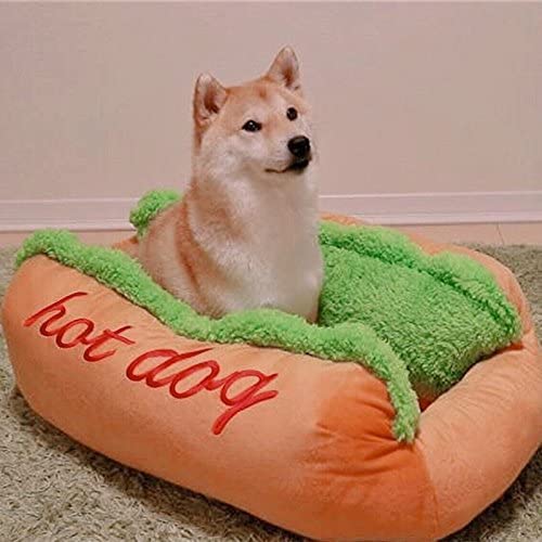 Hot Dog Shaped Dog Bed | Washable Novelty Pet Nest