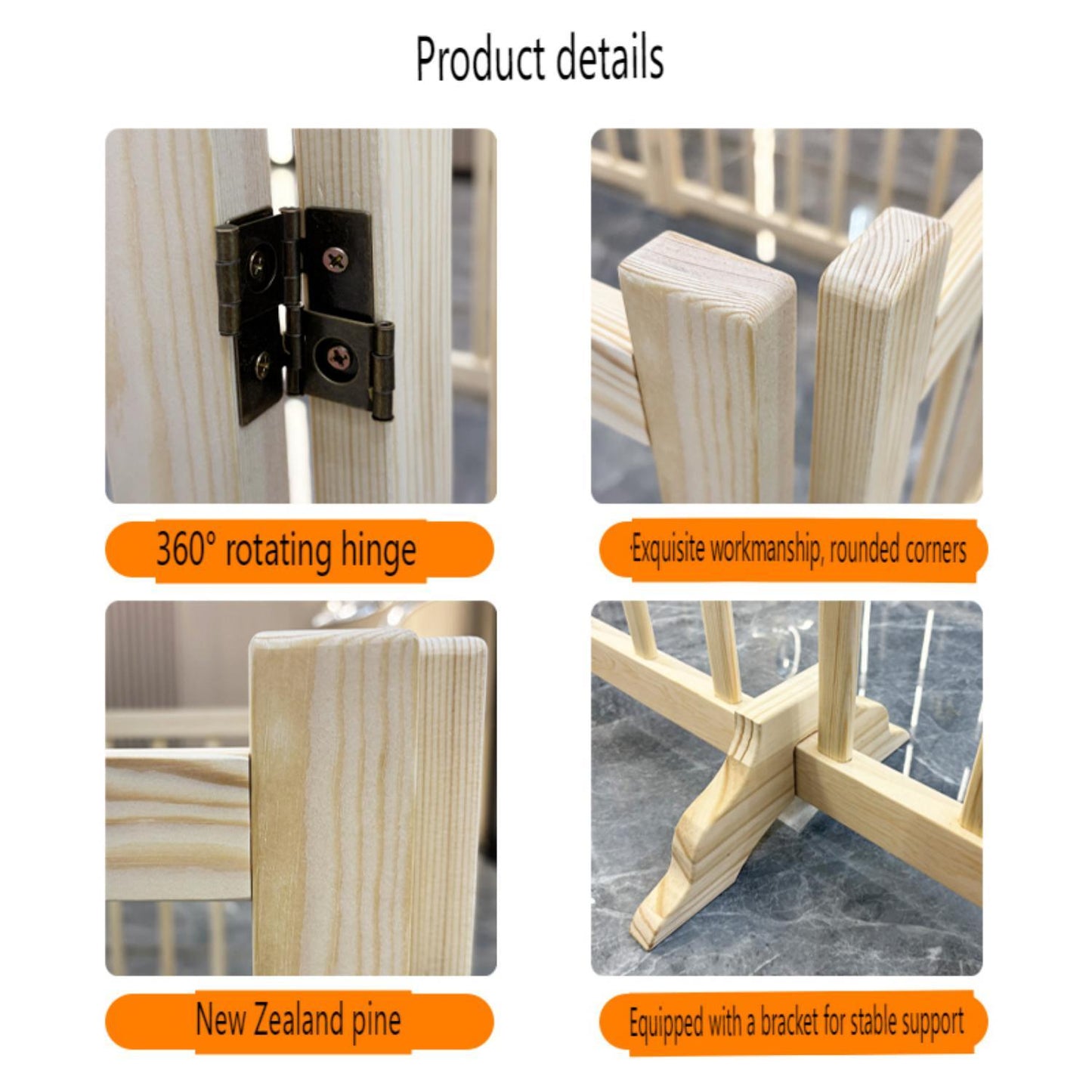 Freestanding Wooden Dog Gate | 8-Panel Foldable Indoor Pet Fence (No Assembly)