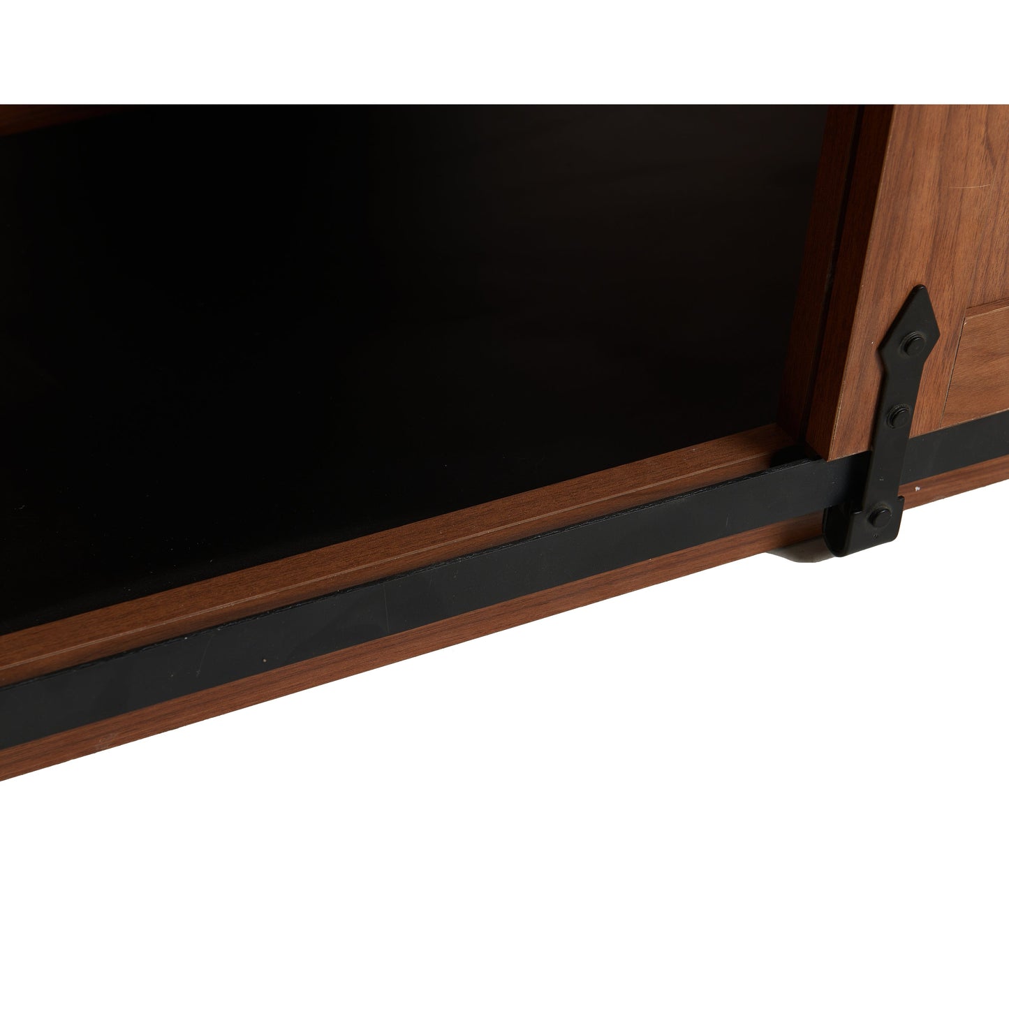 56" Furniture Style Dog Crate with Bench | Sliding Barn Door Kennel (Walnut)