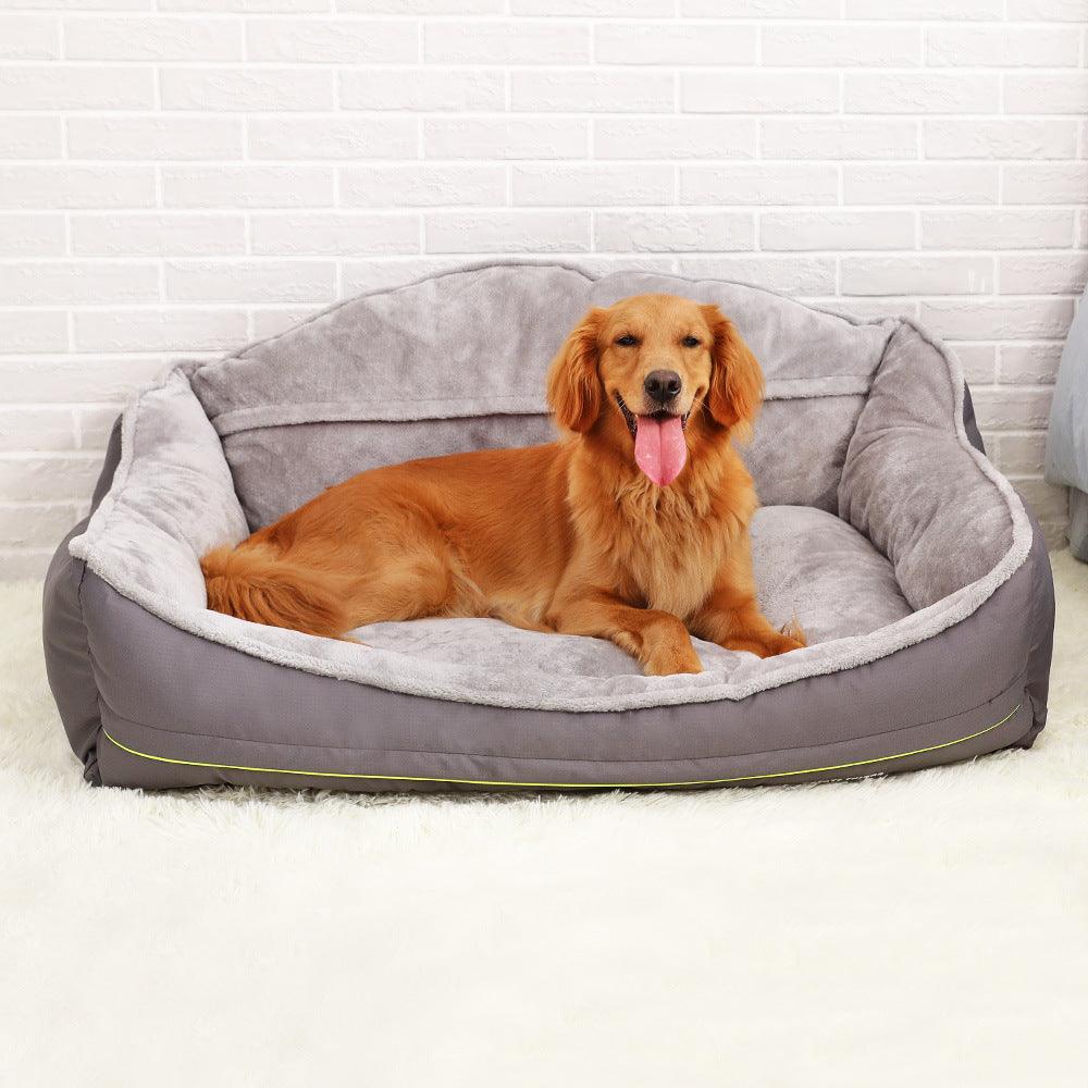 Dog Sofa Bed | High Back Plush Pet Bed | Washable (Grey)