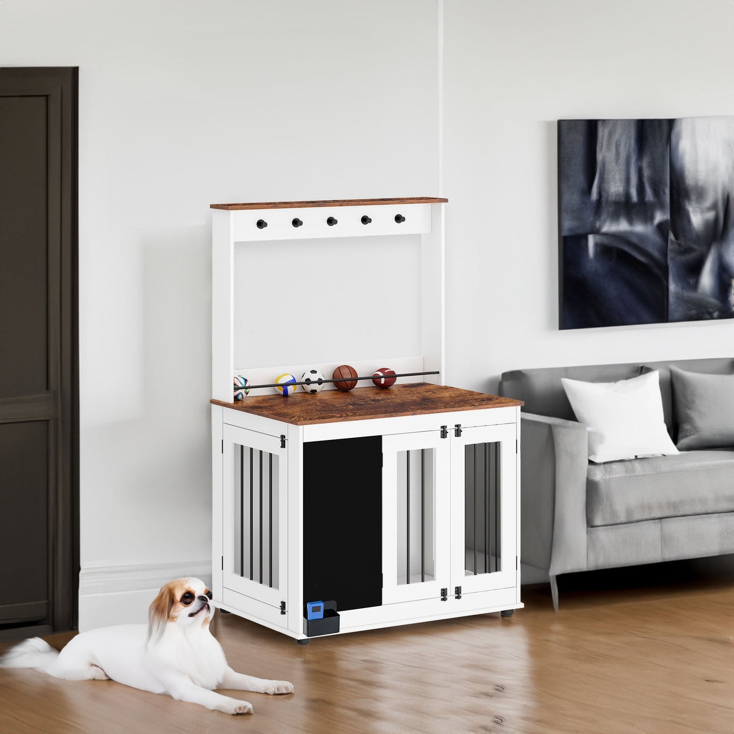 The "Do-It-All" Crate: Rolling Furniture Style Kennel with Lift Top & Storage