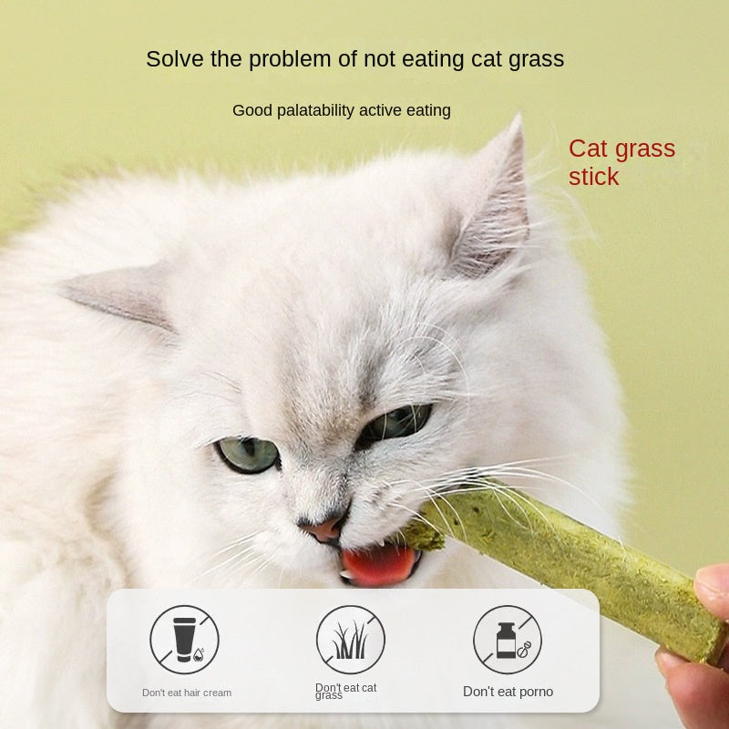 20-Pack Cat Grass Teething Sticks - Natural Digestion & Breath Aid