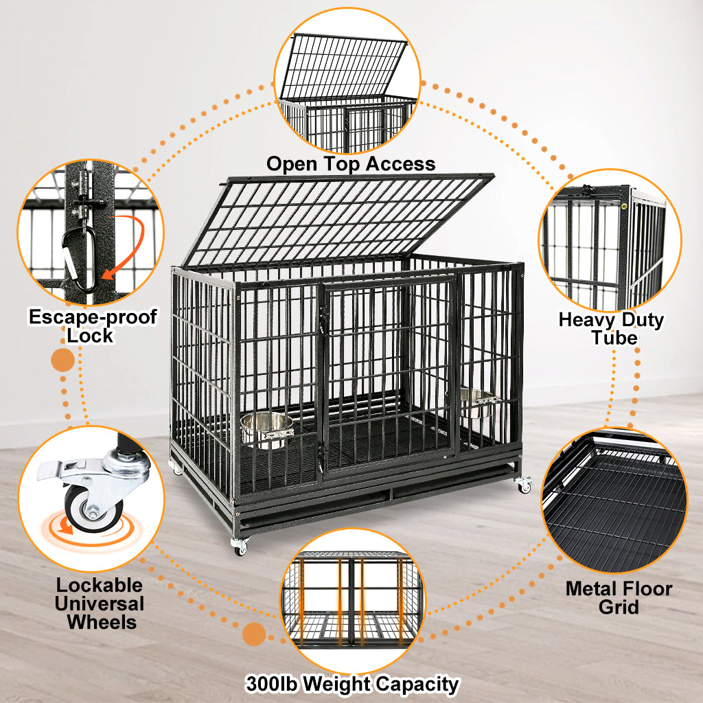 The "Alcatraz" Crate: Escape-Proof 48" Heavy Duty Dog Cage on Wheels