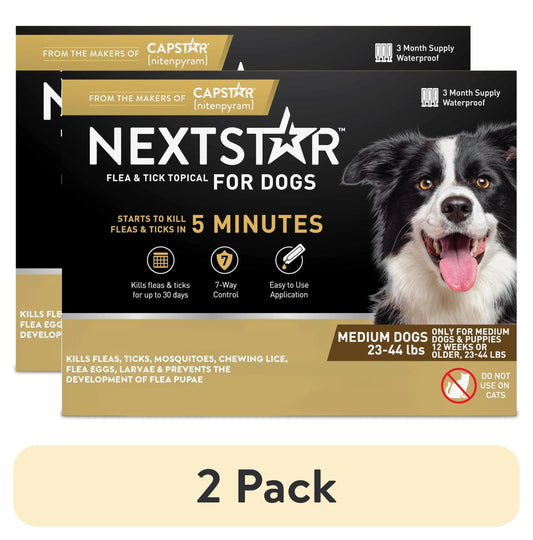 NEXTSTAR Flea and Tick Topical for Medium Dogs 23-44 lbs | 3-Month Supply 2-Pack