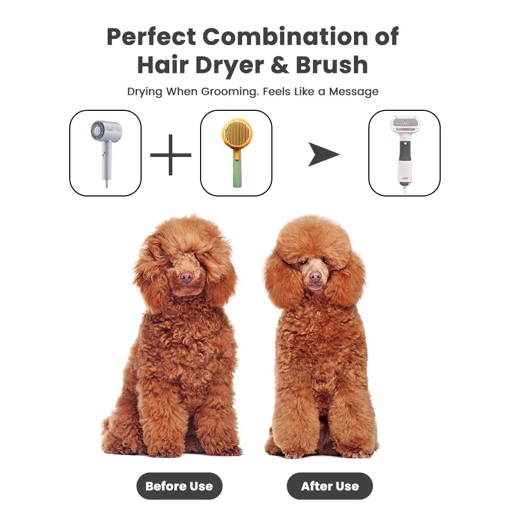Portable Dog & Cat Grooming Dryer | 2-in-1  Blow Dryer Brush for Pets