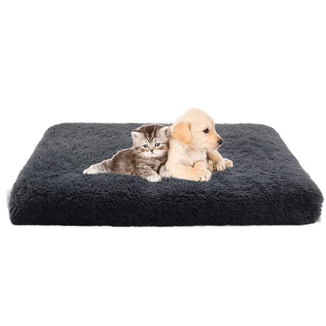 Gray Washable Dog Bed | Plush Pet Mat | Removable Cover