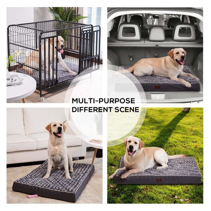 Large Dog Sofa Bed | 42x30 Orthopedic Egg-Crate Pet Mat with Waterproof Lining (Grey)