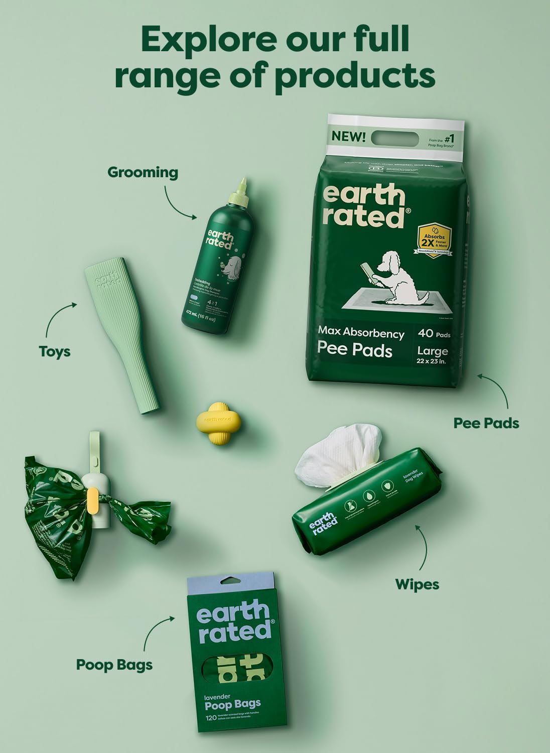 Earth Rated Max Puppy Pads | 40 Count Large Dog Training Mats