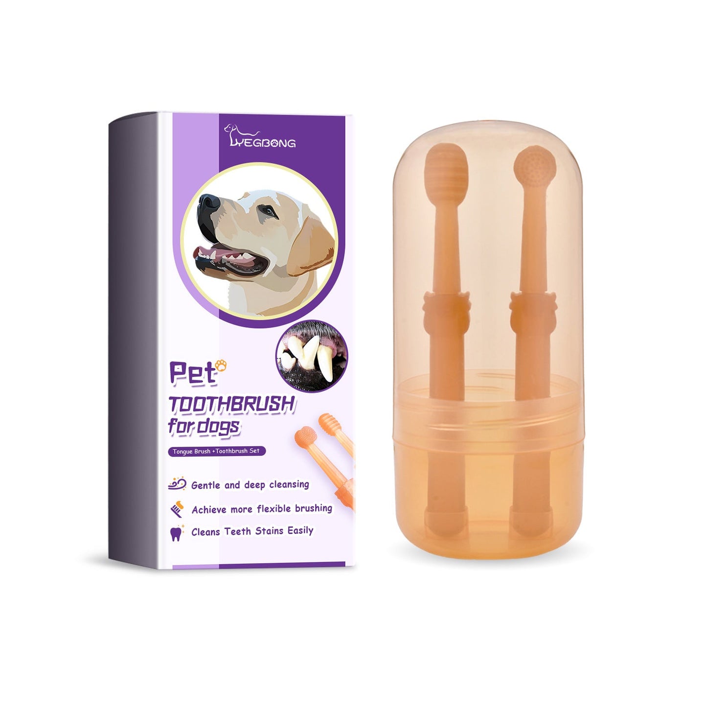Silicone Pet Toothbrush & Tongue Cleaner Set – Soft Dental Care for Dogs & Cats
