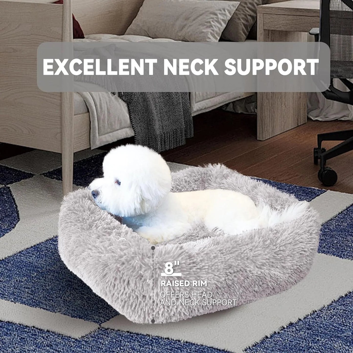 Plush Cat Bed for Indoor Cats & Small Dogs | 26" Washable Cushion