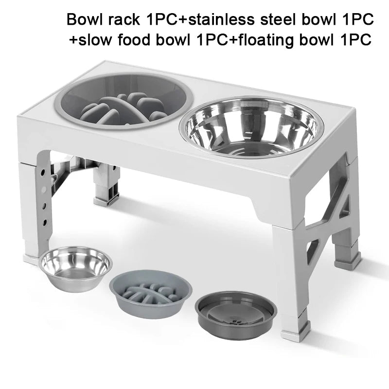 Adjustable Elevated Dog Feeder With Slow Bowl | Large Dogs