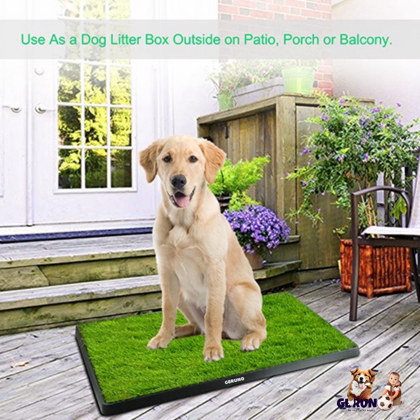 Indoor Dog Potty Tray with Artificial Grass | Easy Clean 3-Layer Pee Grass Mat