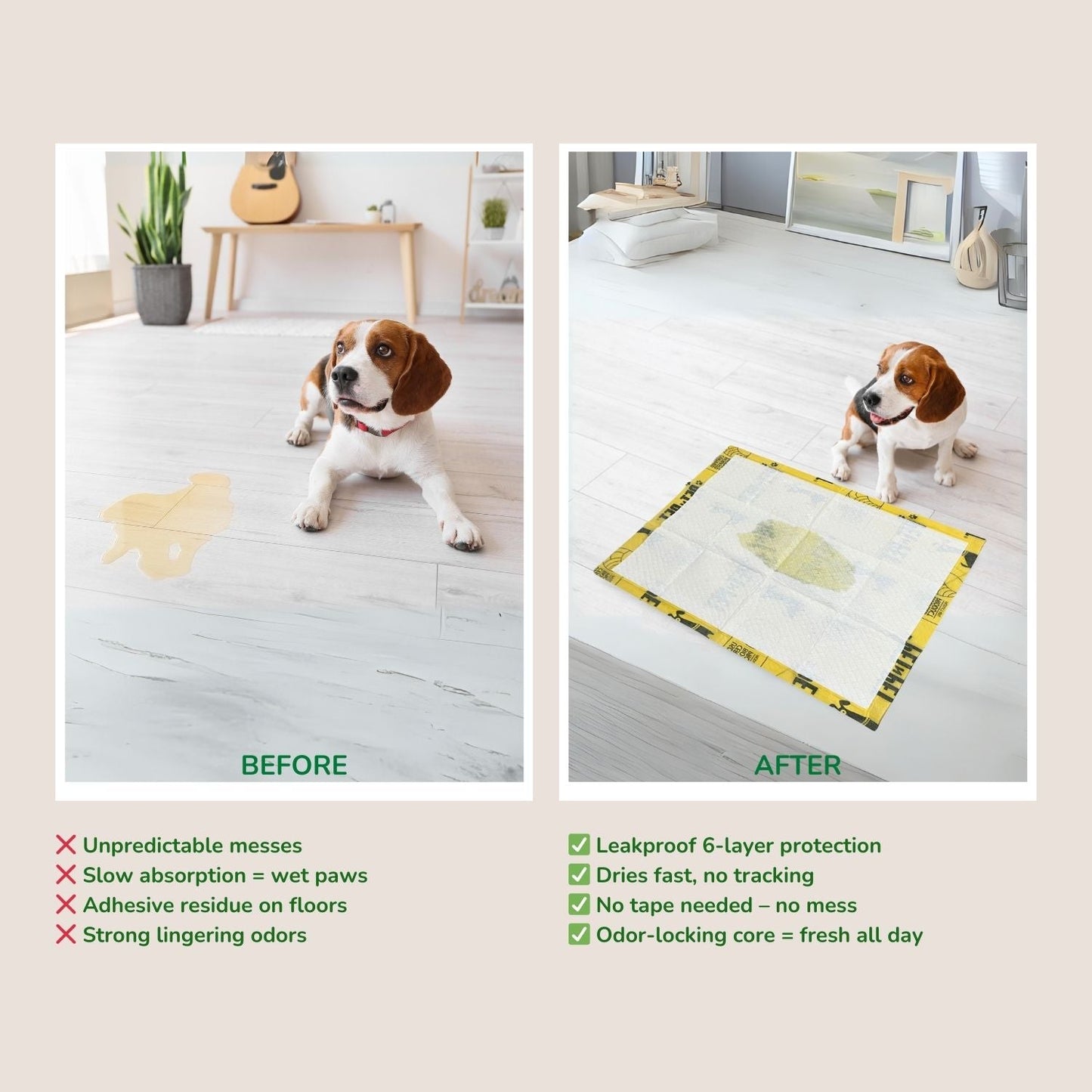 PET N PET Plant-Based Dog Pee Pads | 50 Count 6-Layer Protection