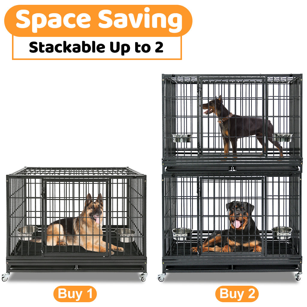 The "Alcatraz" Crate: Escape-Proof 48" Heavy Duty Dog Cage on Wheels