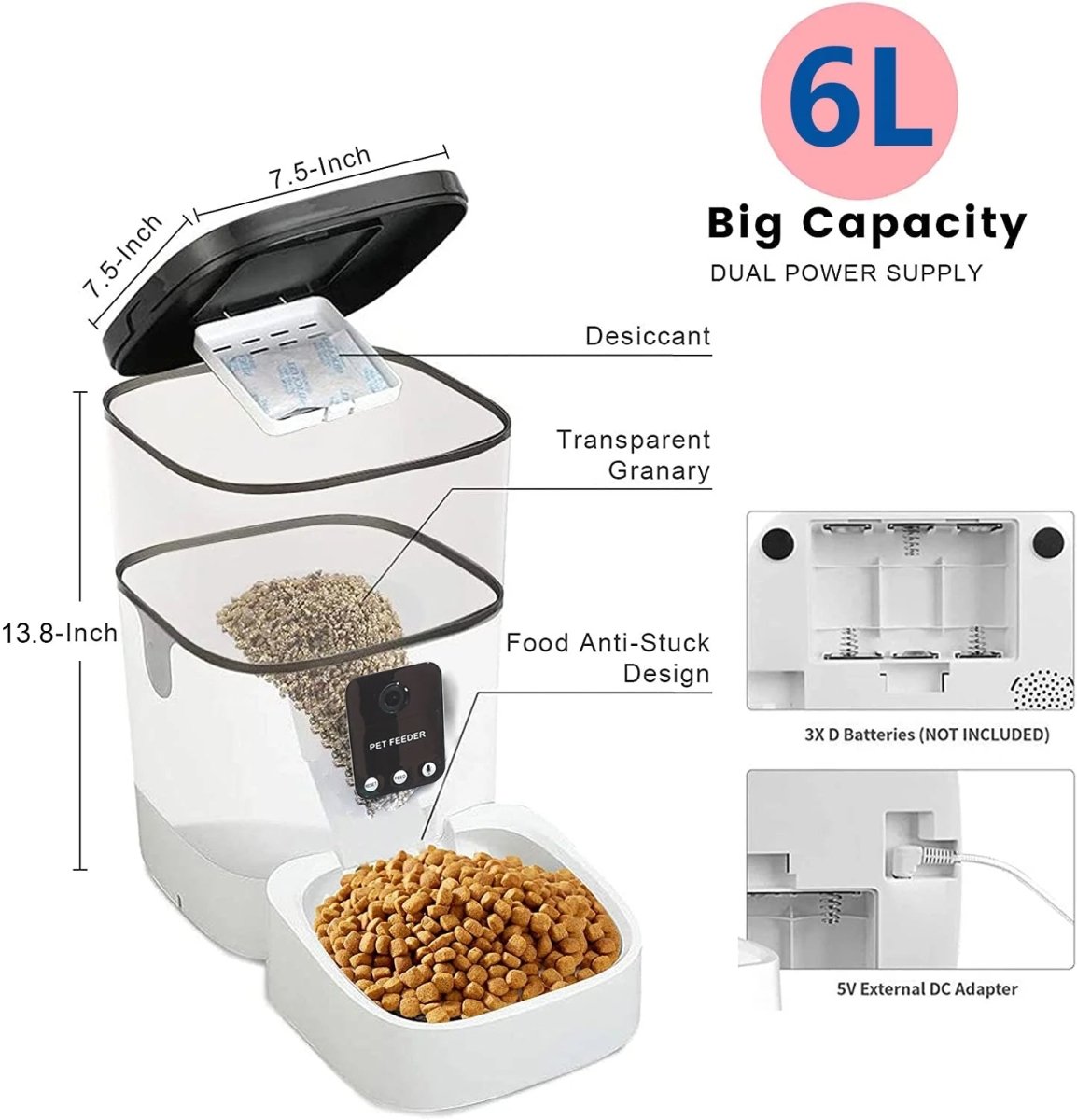 Automatic Pet Feeder With Camera And Wifi | 6L Smart Storage