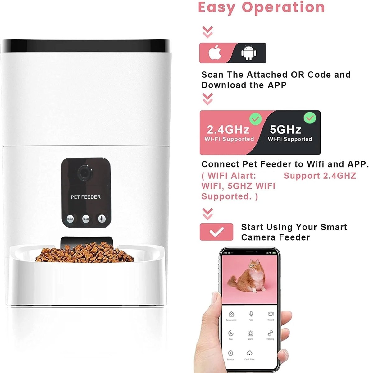 Automatic Pet Feeder With Camera And Wifi | 6L Smart Storage