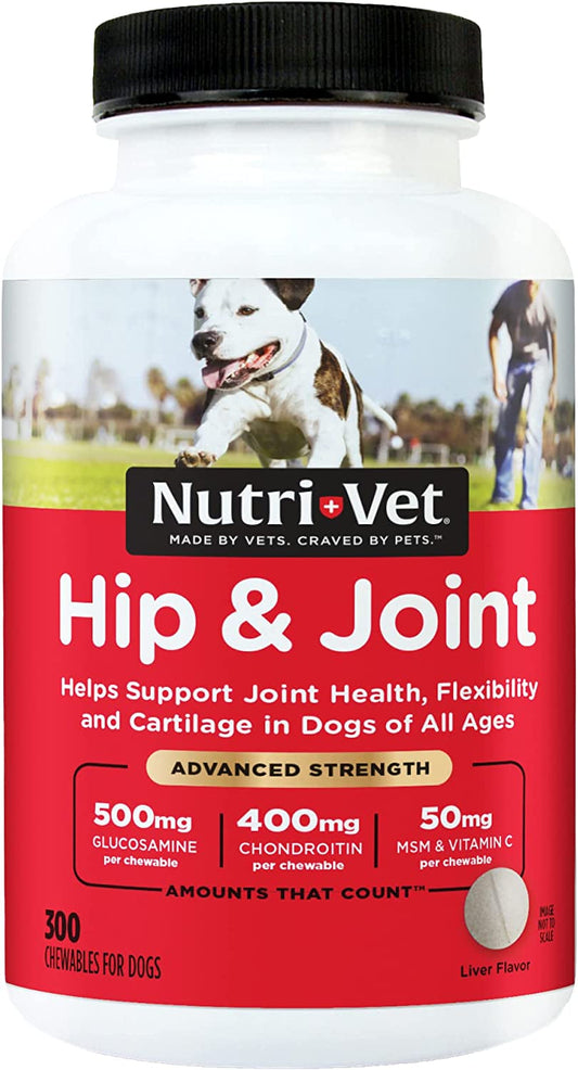 Nutri-Vet Advanced Hip & Joint Support for Senior Dogs – Extra Strength Chewable Tablets