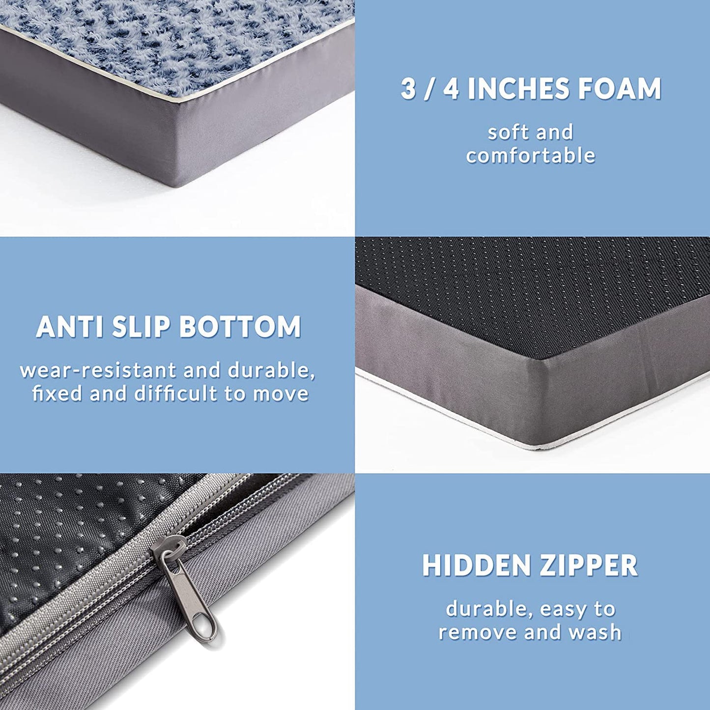 Large Dog Sofa Bed | 42x30 Orthopedic Egg-Crate Pet Mat with Waterproof Lining (Grey)