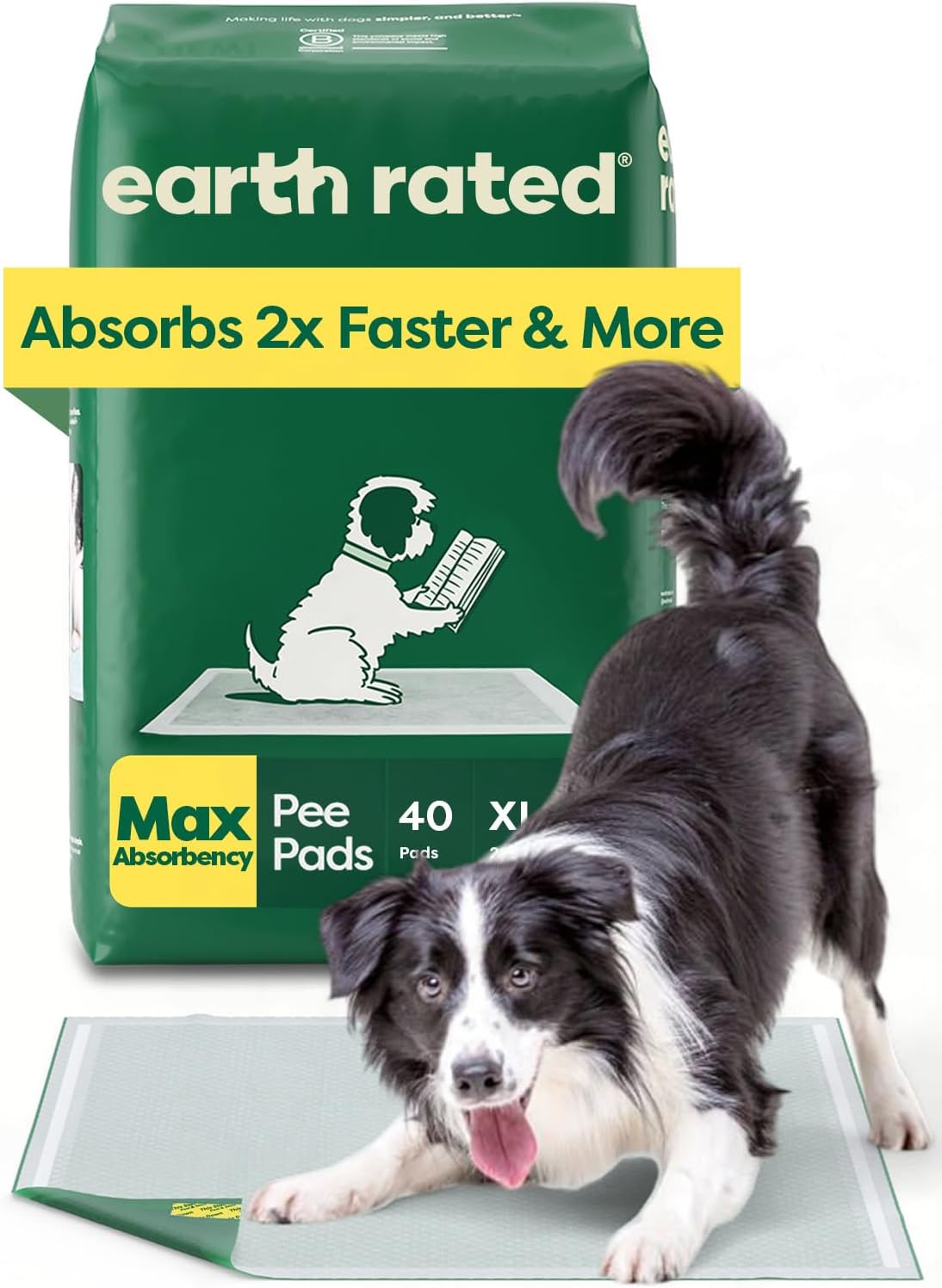 Earth Rated Max Puppy Pads | 40 Count Large Dog Training Mats