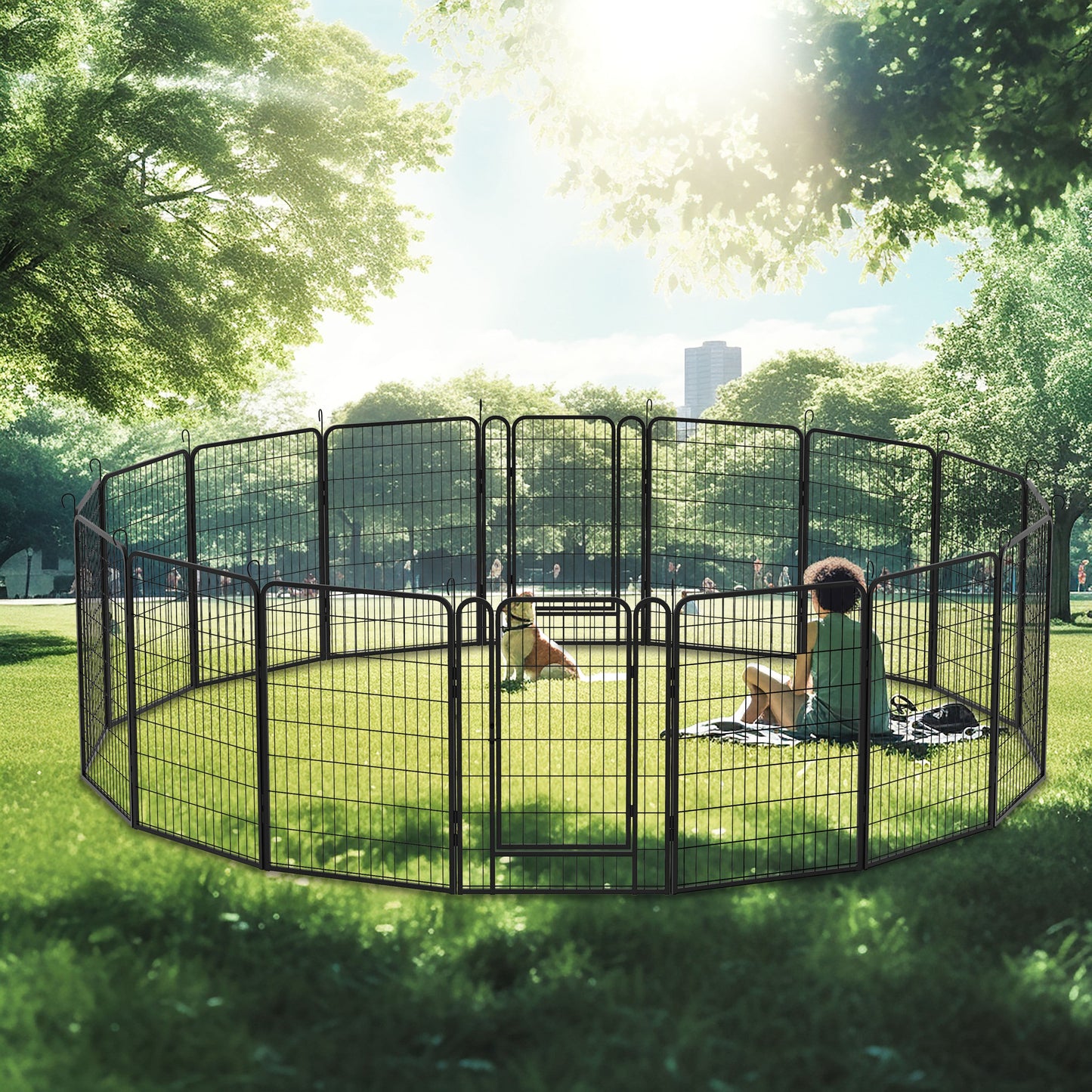 Dog Playpen and Puppy Exercise Fence | 16-Panel Heavy Duty Dog Exercise Pen