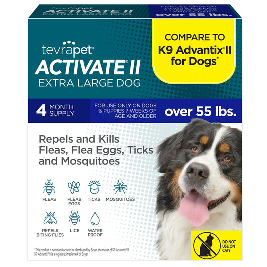 Activate II Flea and Tick Prevention for Extra Large Dogs 55+ lbs | 4 Month Supply