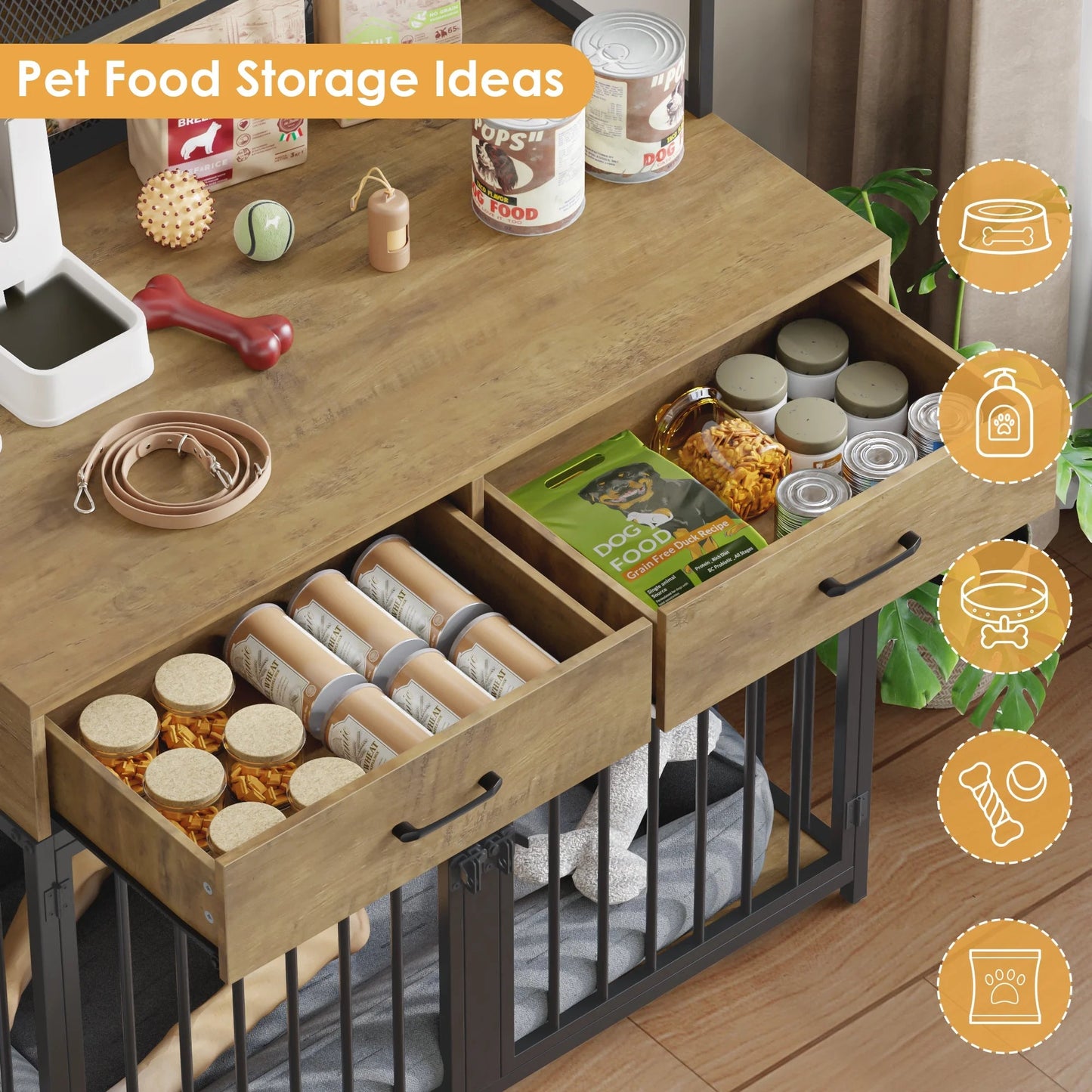 Rustic Dog Crate Furniture with Hutch | 42" Wide Indoor Pet Cage