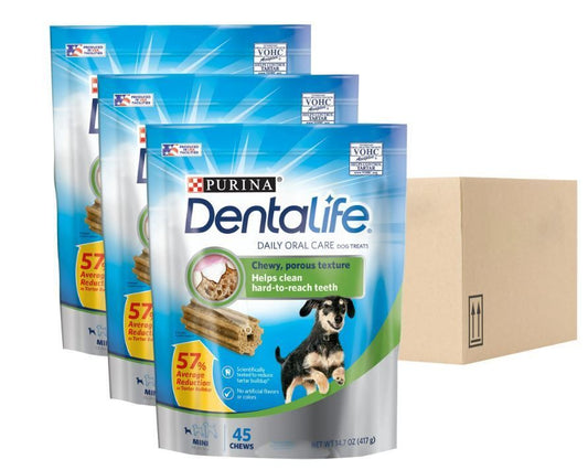 Purina DentaLife Mini Dog Dental Treats 3-Pack – Scientifically Proven Tartar Reduction