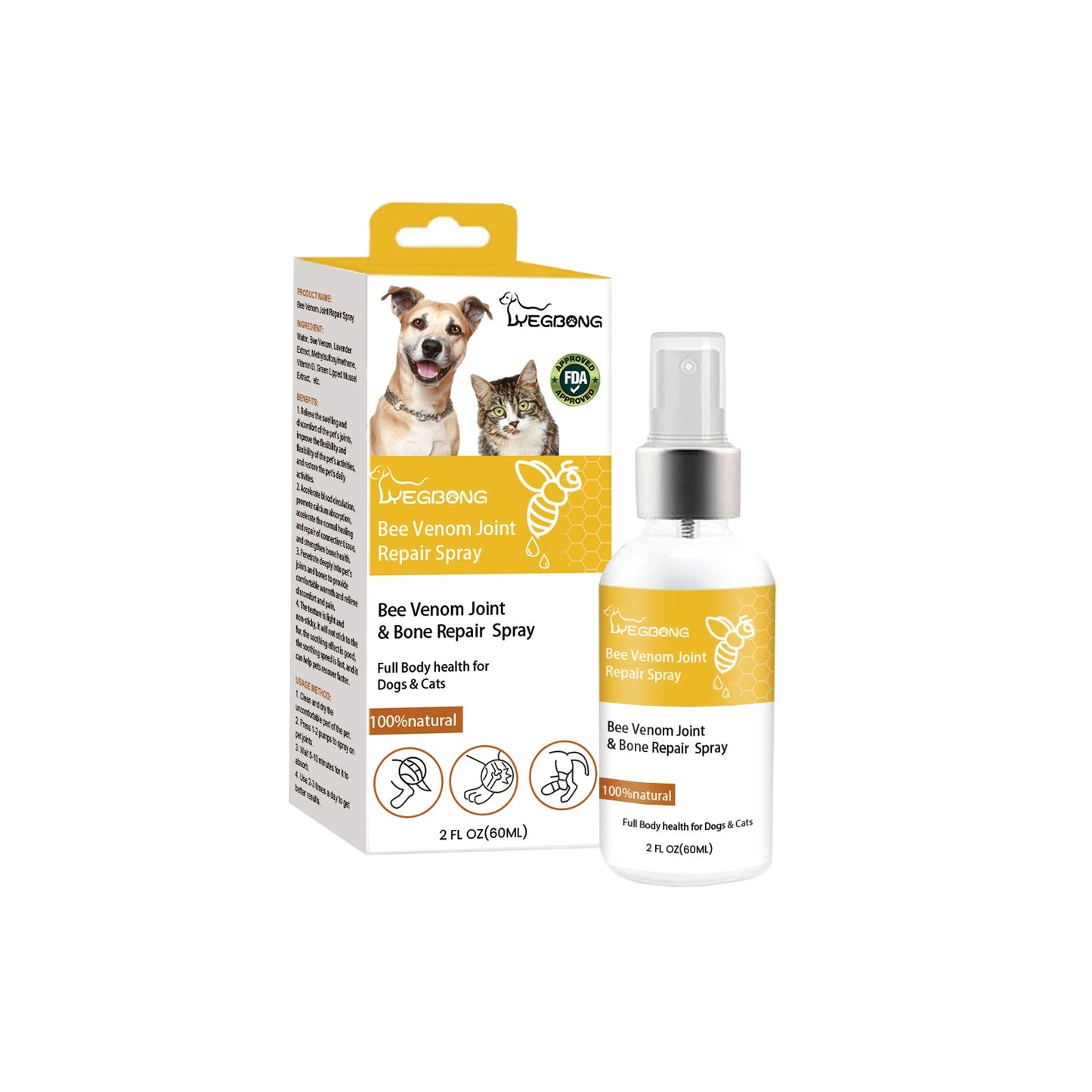 Pet Joint Repair Spray: Bee Venom & MSM Arthritis Relief for Dogs and Cats