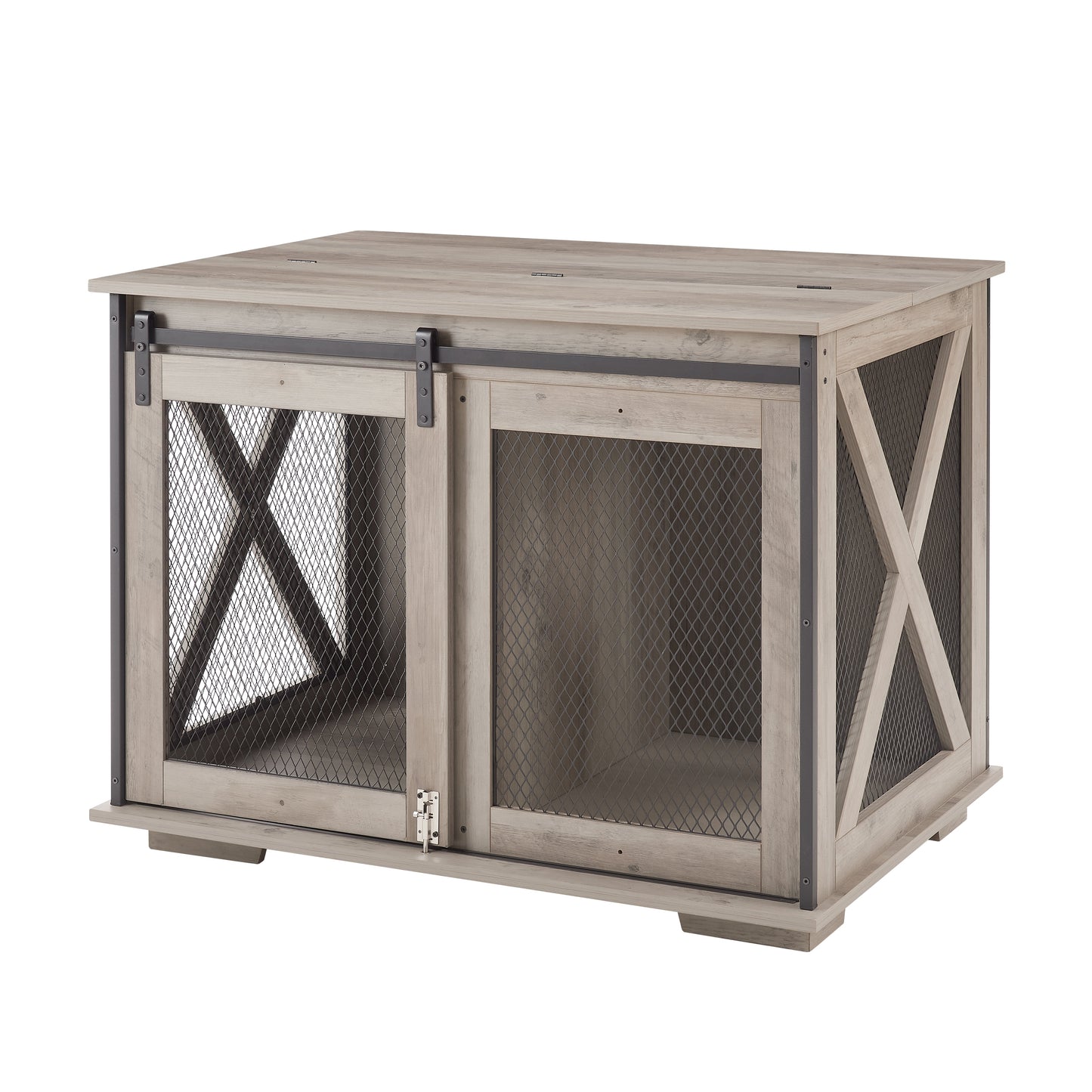 Furniture Style Dog Crate End Table | Double Door Indoor Kennel with Wheels