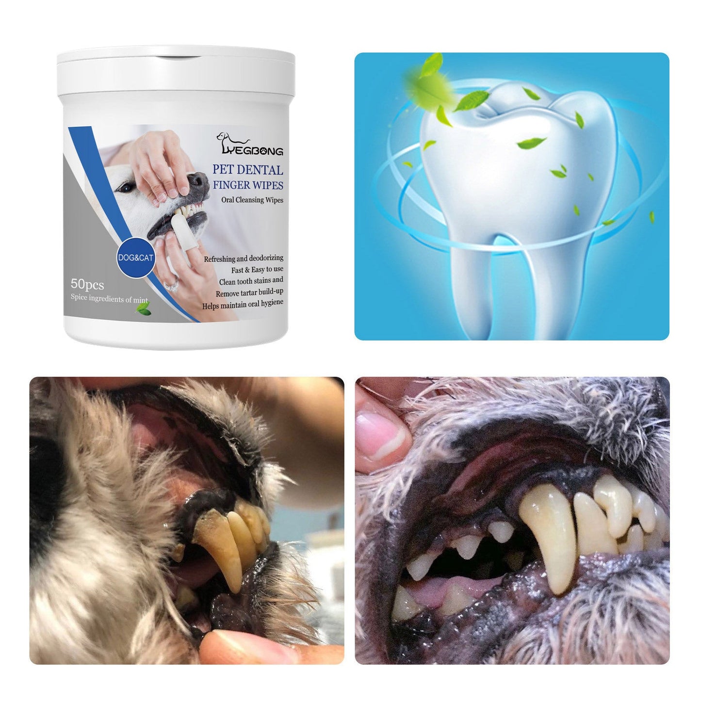 Pet Dental Finger Wipes: Tartar & Plaque Remover for Dogs