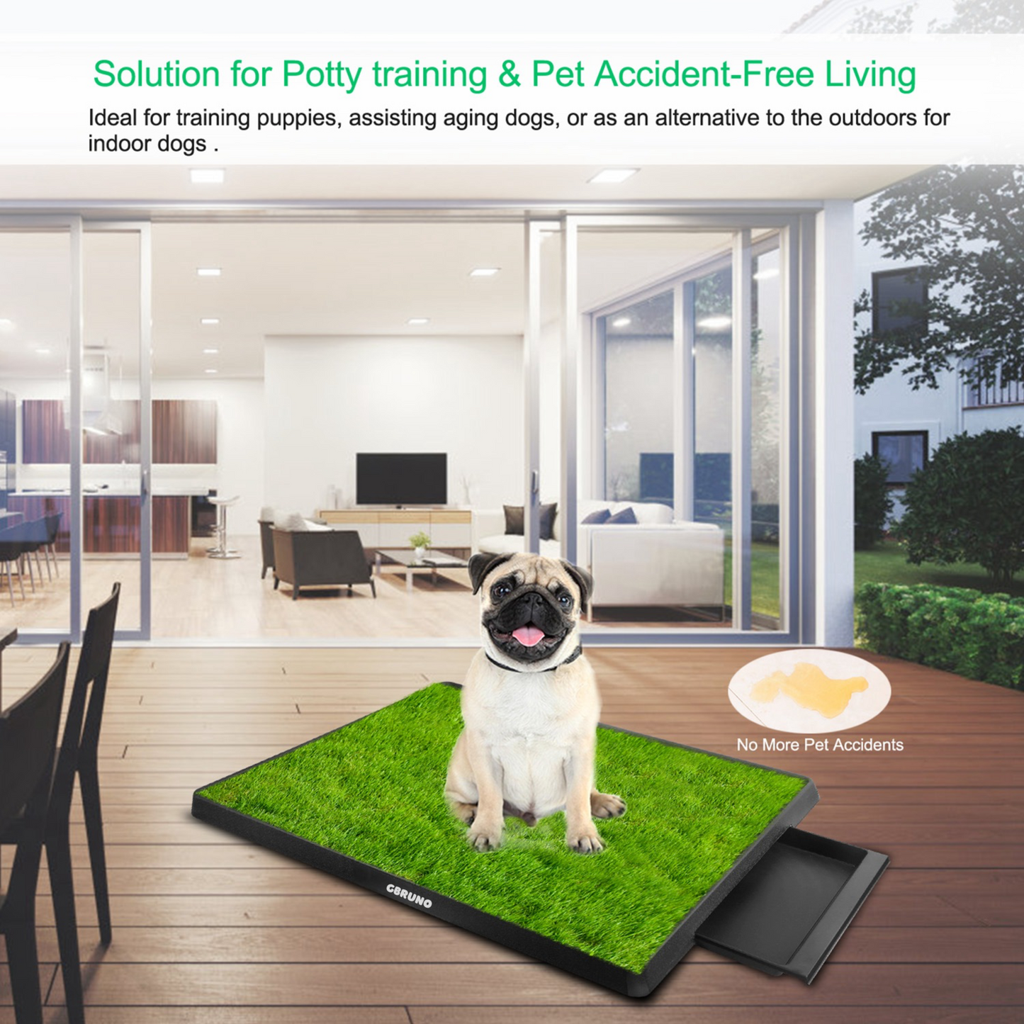 Indoor Dog Potty Tray with Artificial Grass | Easy Clean 3-Layer Pee Grass Mat