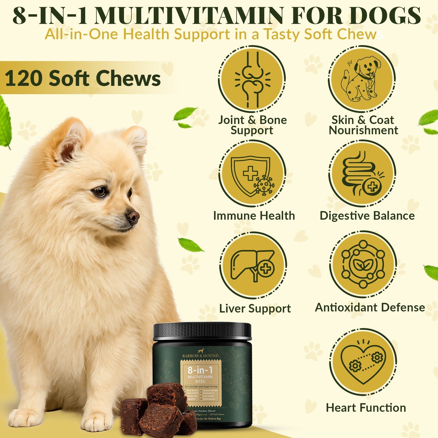 8-in-1 Daily Multivitamin for Dogs: All-in-One Health Support with Probiotics | 120 Count