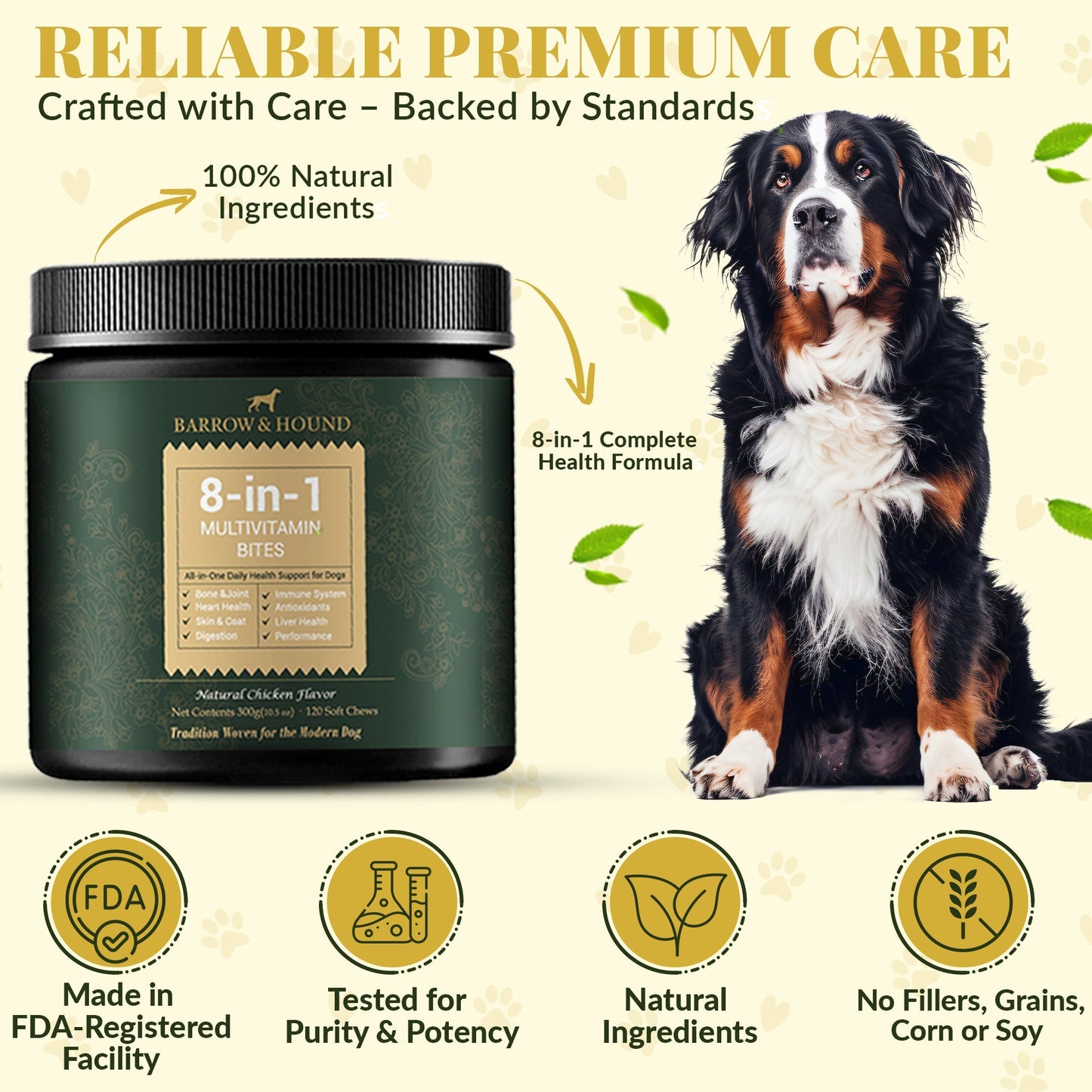 8-in-1 Daily Multivitamin for Dogs: All-in-One Health Support with Probiotics | 120 Count