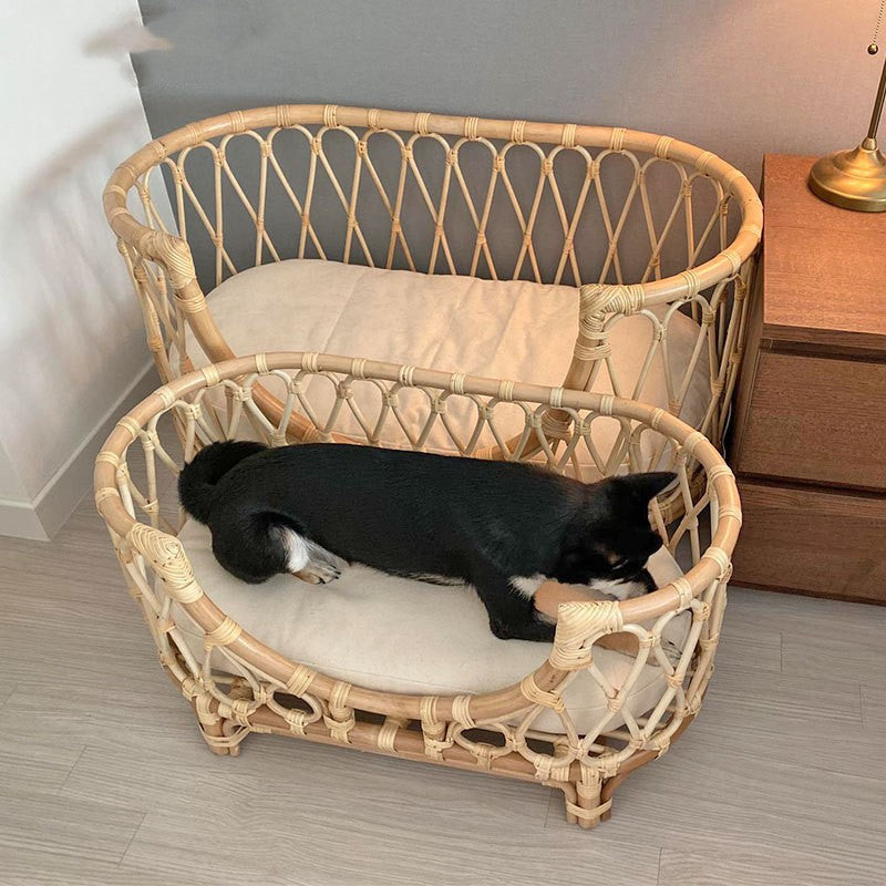 Handmade Rattan Dog Bed | Elevated Comfort & Boho Style Pet Couch