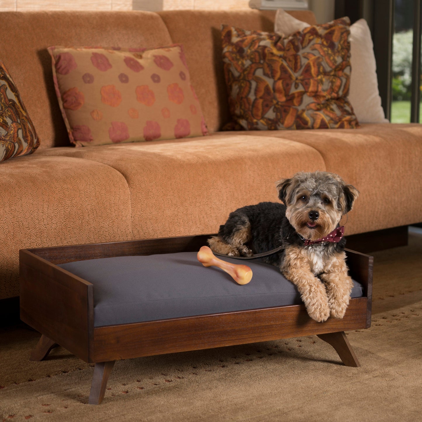 Wooden Dog Bed | Pet Furniture with Acacia Wood | Small-Medium