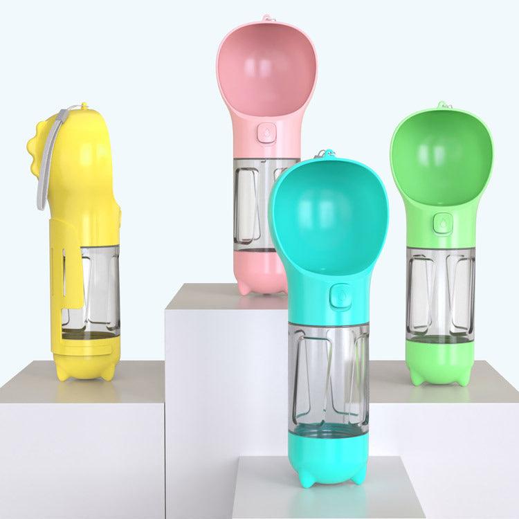 Portable Dog Water Bottle With Poop Bag Holder | 3-In-1