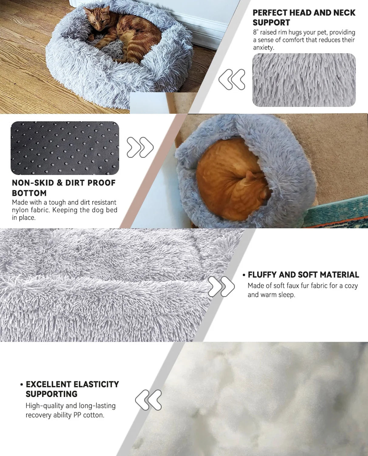 Plush Cat Bed for Indoor Cats & Small Dogs | 26" Washable Cushion