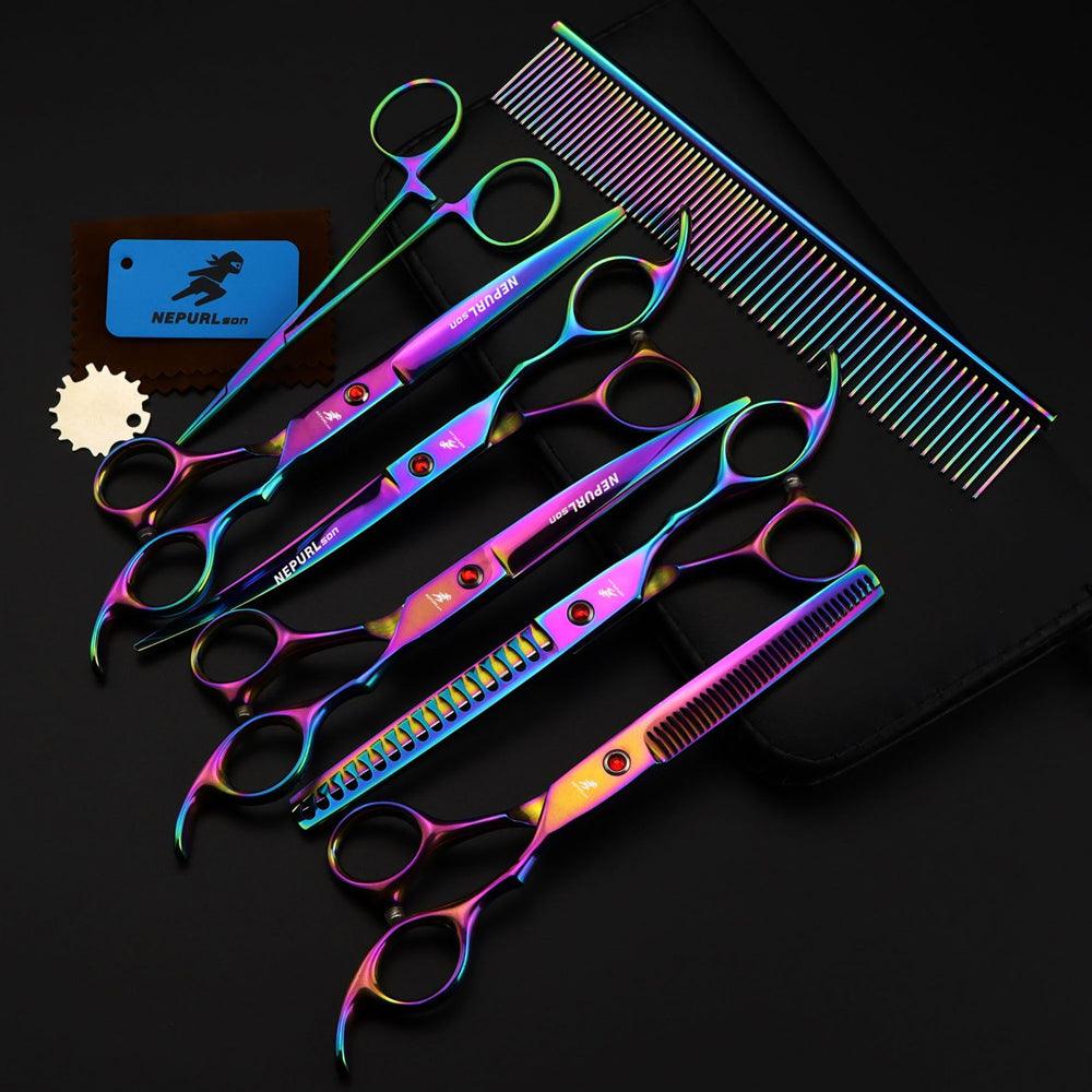 Professional 5-Piece Pet Scissors Set | Electroplating Color 5 Pack Pet Grooming