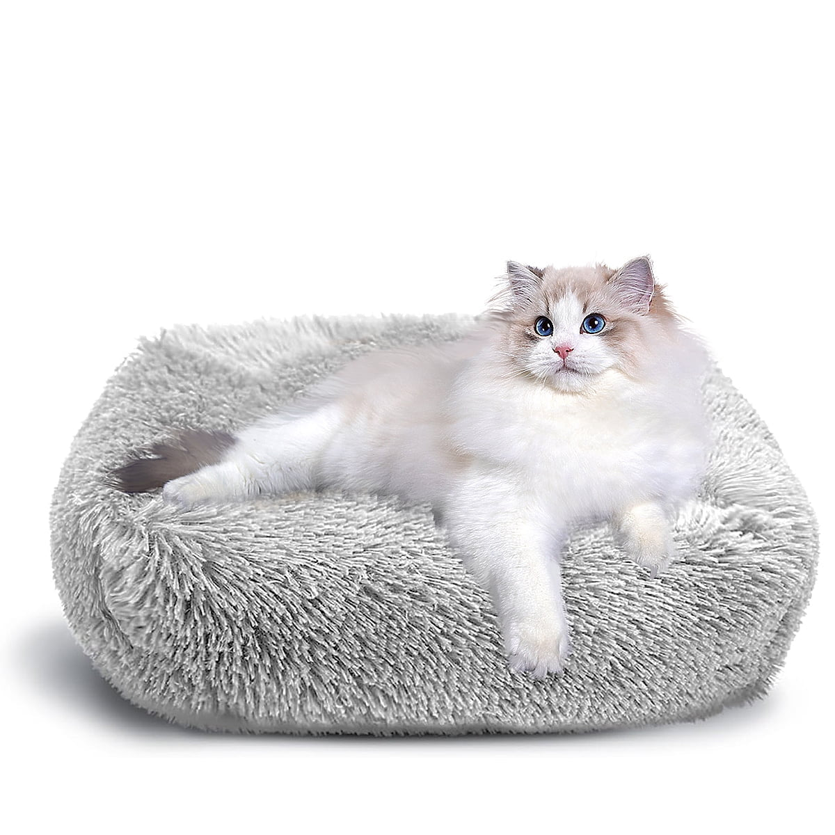 Plush Cat Bed for Indoor Cats & Small Dogs | 26" Washable Cushion