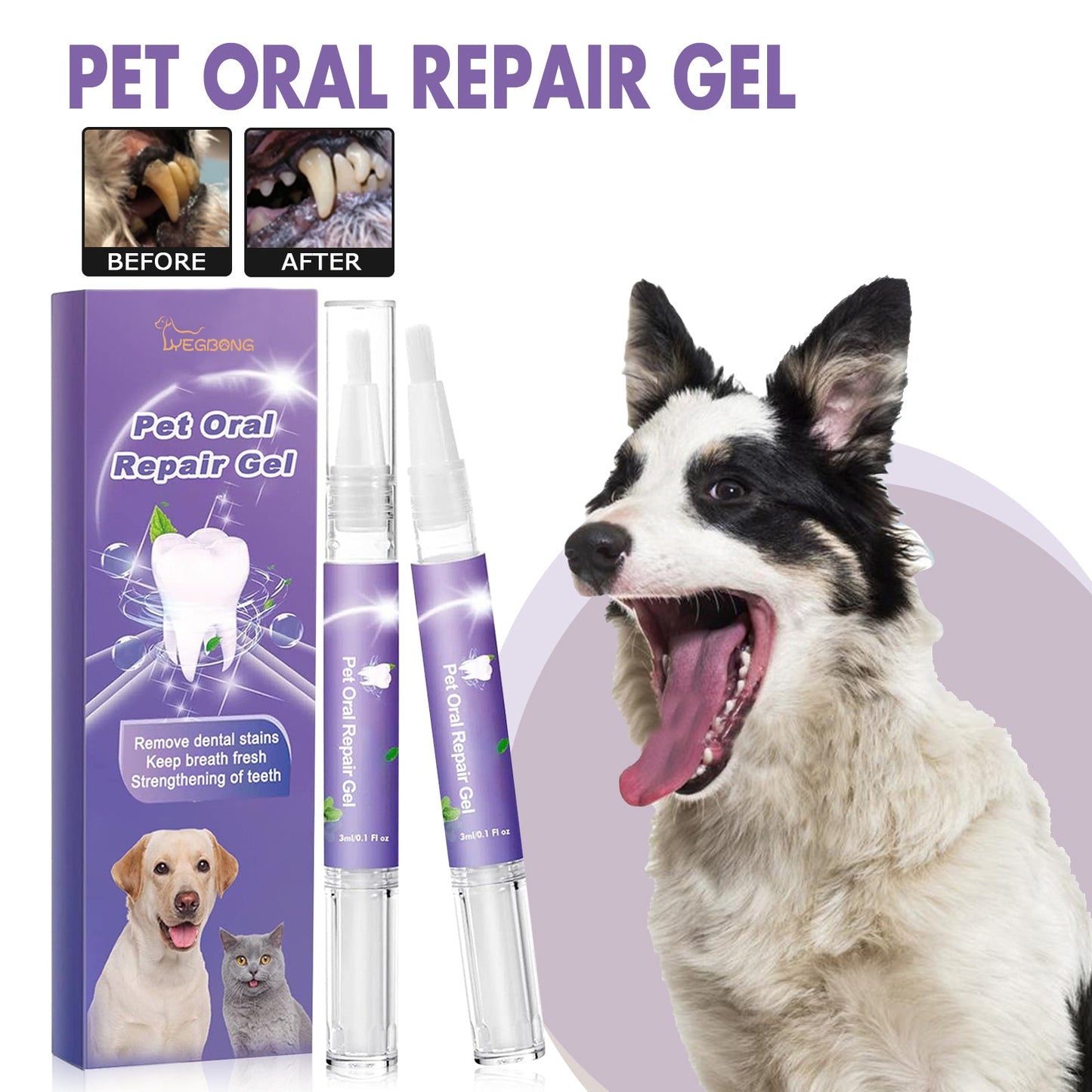 Pet Oral Repair Gel – Deep Cleaning Tooth Stain & Tartar Remover for Dogs and Cats