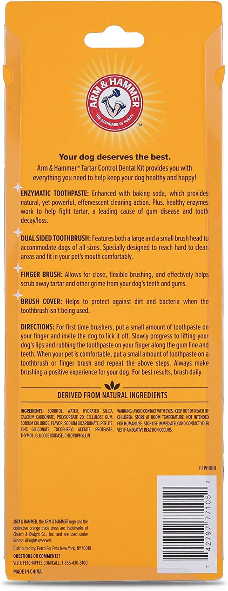Arm and Hammer Tartar Control Kit for Dogs – Toothpaste and Dog Brush Set