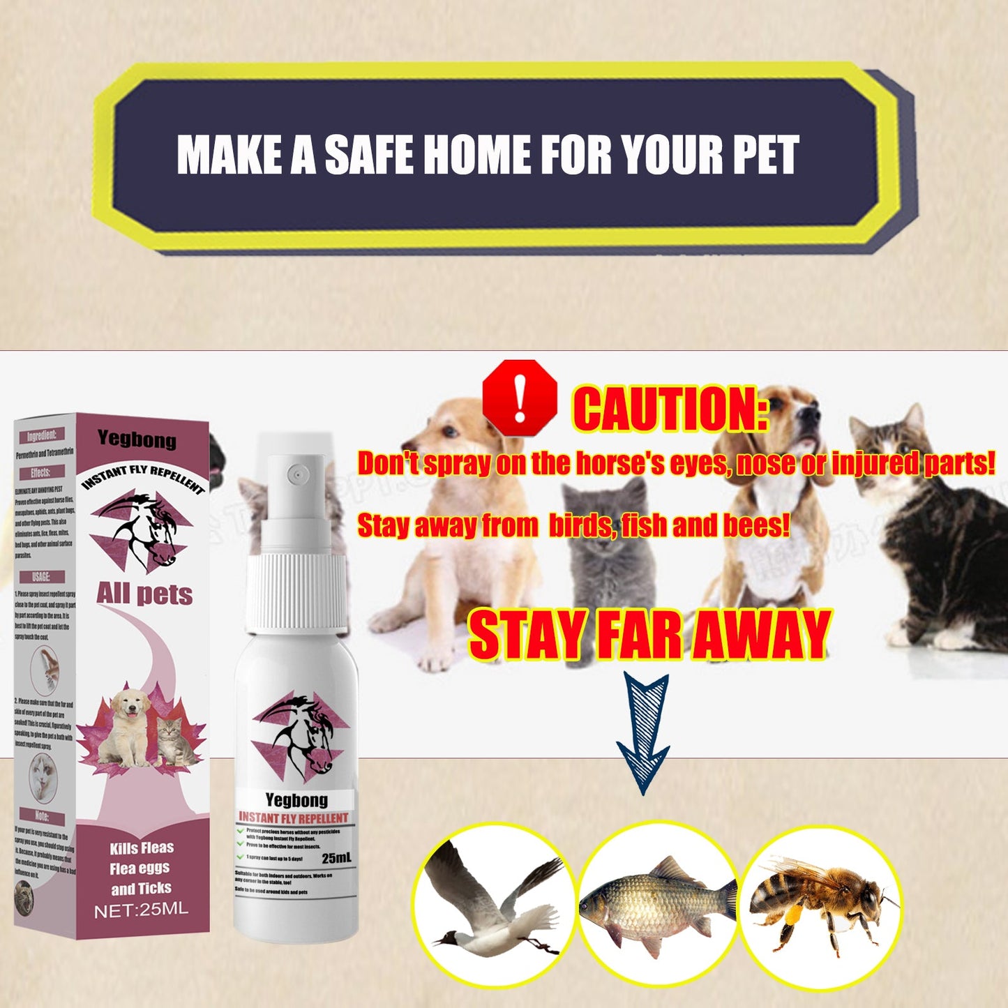 Pet Repellent Spray for Dogs and Cats | Flea, Tick, and Mite Anti-Itch Treatment