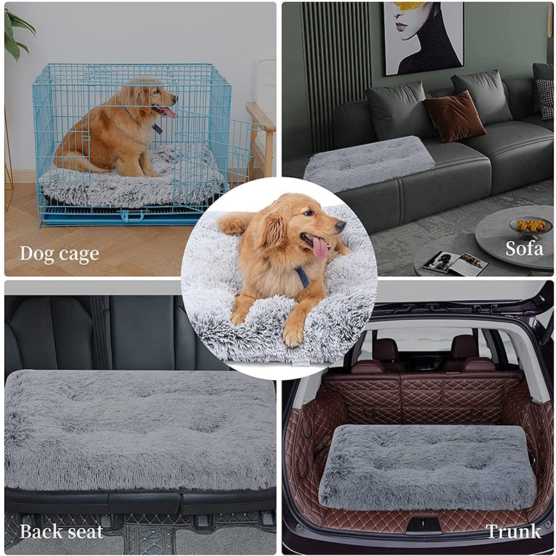 Gray Washable Dog Bed | Plush Pet Mat | Removable Cover