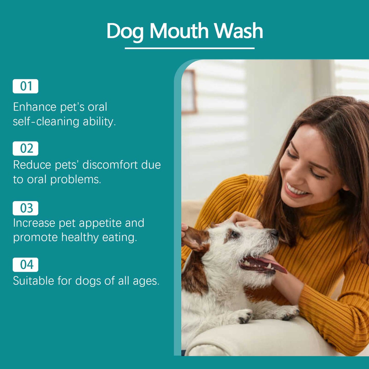 Dog Mouthwash Water Additive – Peppermint Extract Oral Care for Tartar & Plaque