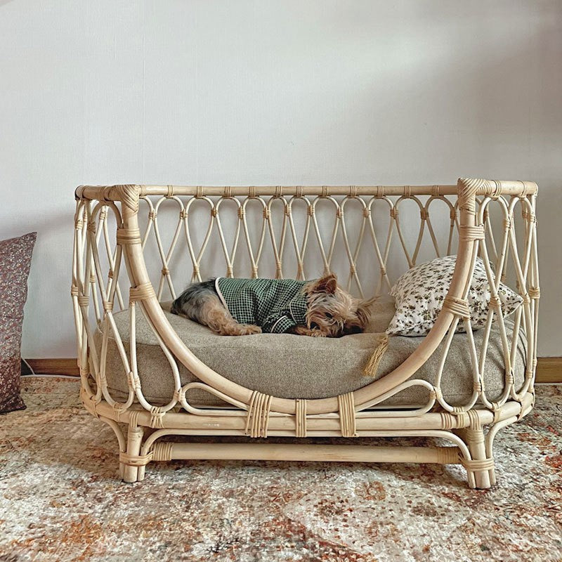 Handmade Rattan Dog Bed | Elevated Comfort & Boho Style Pet Couch