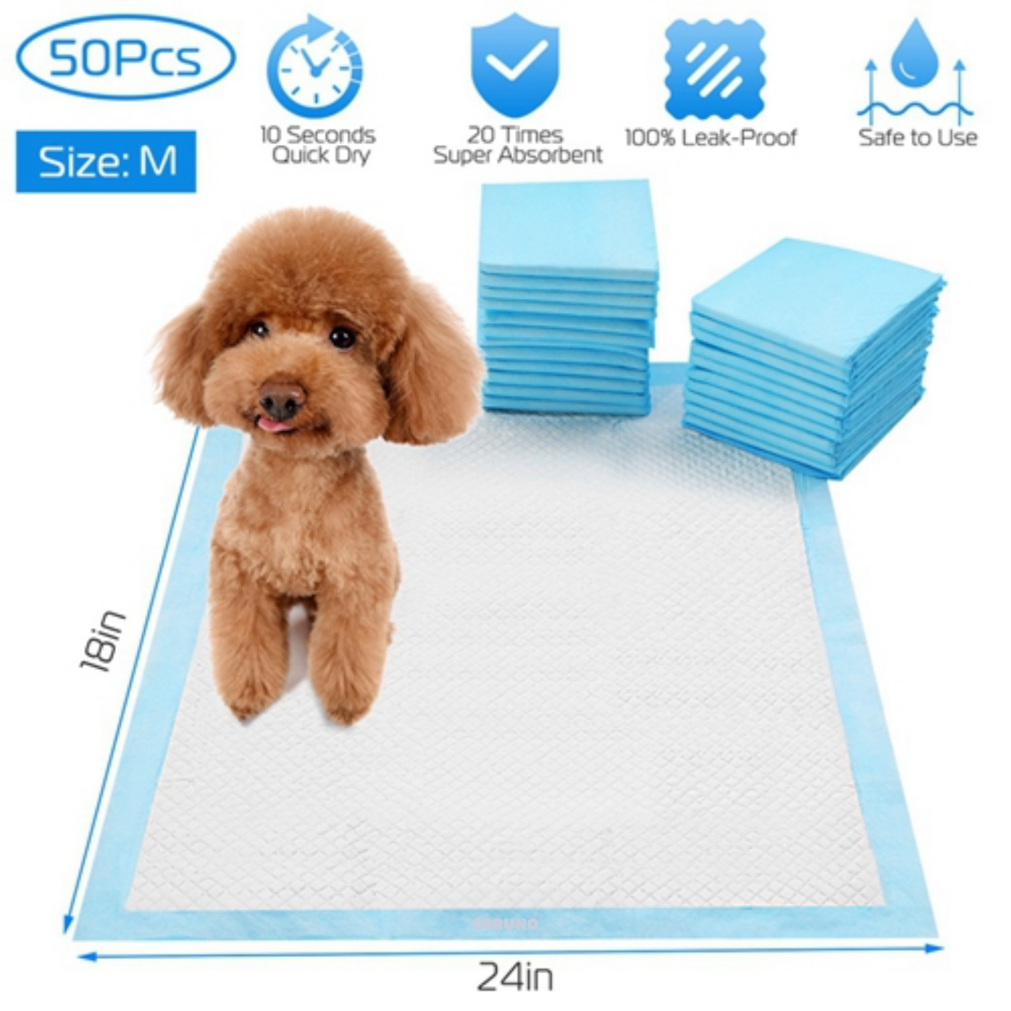 5-Layer Leak-Proof Dog Training Pads | 50-Count Mess-Free Potty Mats
