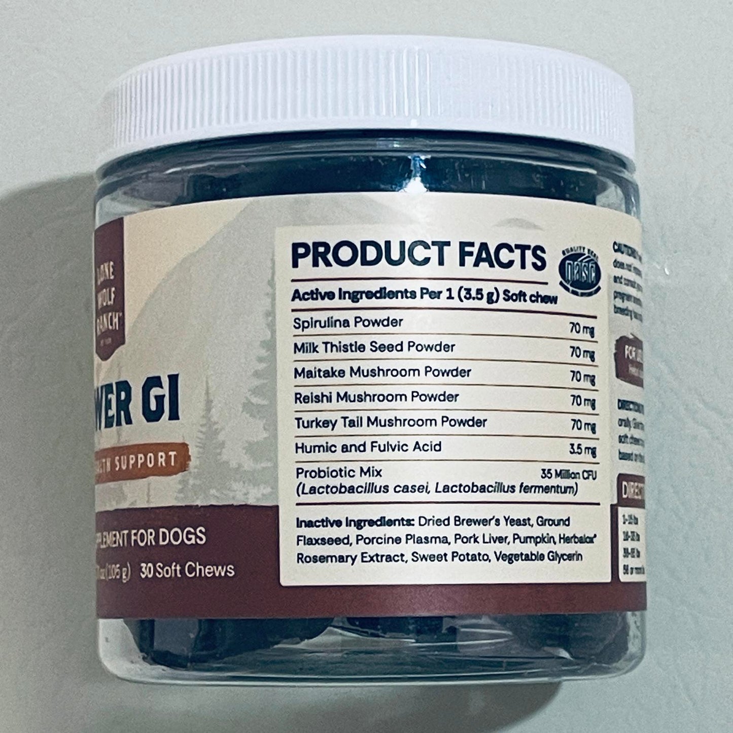 Lone Wolf Ranch Power GI Gut Health Support for Dogs: Probiotic Soft Chews | 30 Count